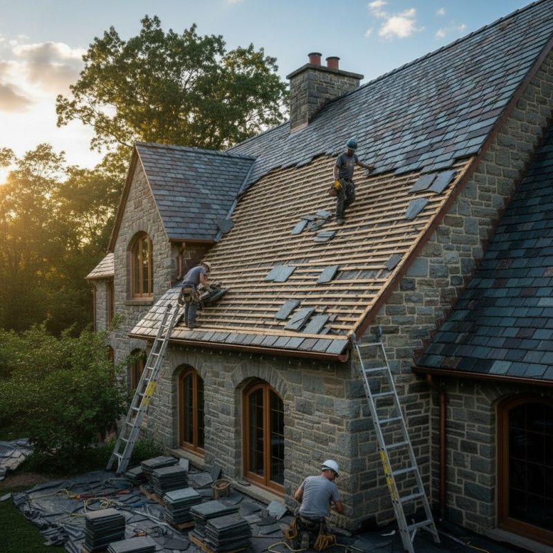 Slate Roof Replacement in Jeffersonville, VT